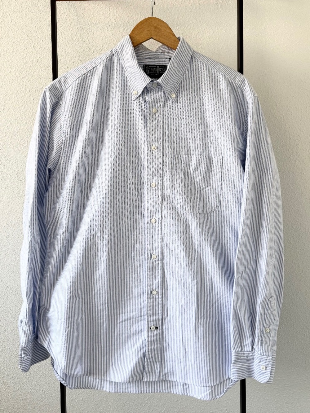 Gitman Vintage Classic Oxford Shirt - White/Navy Stripe